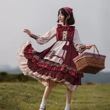 オリジナルデザイン ロリータ風 ワンピース【ガーデンスタイル・ケープ付き・秋用】（セットアップ対応）