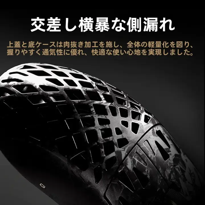 複合カーボンファイバー製 無線ゲーミングマウス【中小手対応・軽量・エルゴノミックデザイン】