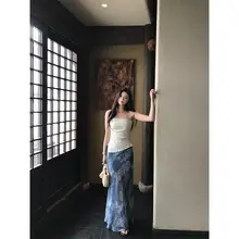 デザイン性のある不規則なウールニットブラトップ【夏用・タイトフィット・ひも付き】