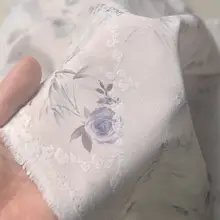 紫花デザインのポリエステル生地【新中式・国風・着物用】