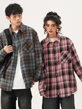 カジュアルなストライプ柄長袖シャツ【ユニセックス・春用・ルーズフィット】（セットアップ対応）