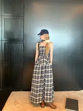 夏用グリッドノースリーブミニドレスとスカート【おしゃれで洗練された印象・肩掛けデザイン】（セットアップ対応）
