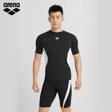 Arena クラシックデザインのメンズ水着【ブラック＆ホワイト・半袖・長袖】（セットアップ対応）