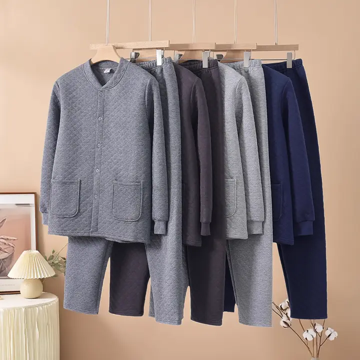 秋冬用 メンズ おしゃれなルーズフィット パジャマ【エアーコットン素材・保温・長袖・長ズボン】（セットアップ対応）
