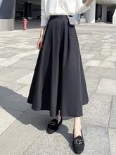 フランス風レトロなハイウエスト Aラインスカート【白色・プリーツ・フレア】