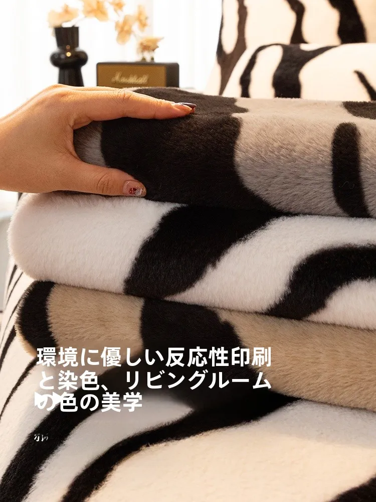 冬用ラビットファーソファクッション：厚手・滑り止め・保温性を備えた現代輕奢スタイル