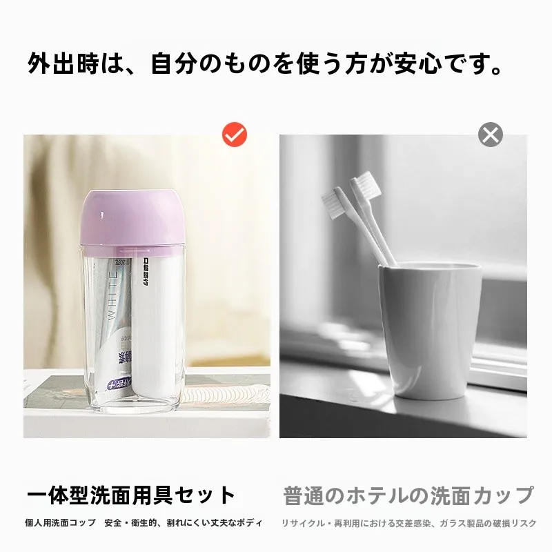 旅行用ポケット携帯セット3合1：ミニ洗面カップ・歯ブラシ・マウスカップ・トラベルボトルの実用性と使い方
