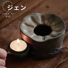 手作りの和風温茶炉【陶器製・ヴィンテージデザイン・蜡燭加熱式・おしゃれな暖茶器】