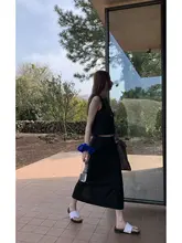 リラクシーな雰囲気の麻混合スカート【夏用・ストレート・ミディ丈】