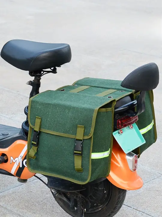 電動自転車用キャンバスリアバッグ【大容量・防水・後部座席用収納】