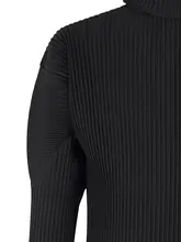 メンズ 高級感あるタートルネック長袖Tシャツ【ワッフル素材・ルーズフィット・カジュアル】