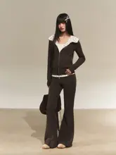 ドット柄カラーブロックパーカー【フード付き・女性用・おしゃれなシルエット】（セットアップ対応）