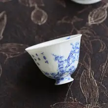 青花柄 手作り高級景德鎮茶杯【個人用・十方雨後デザイン】
