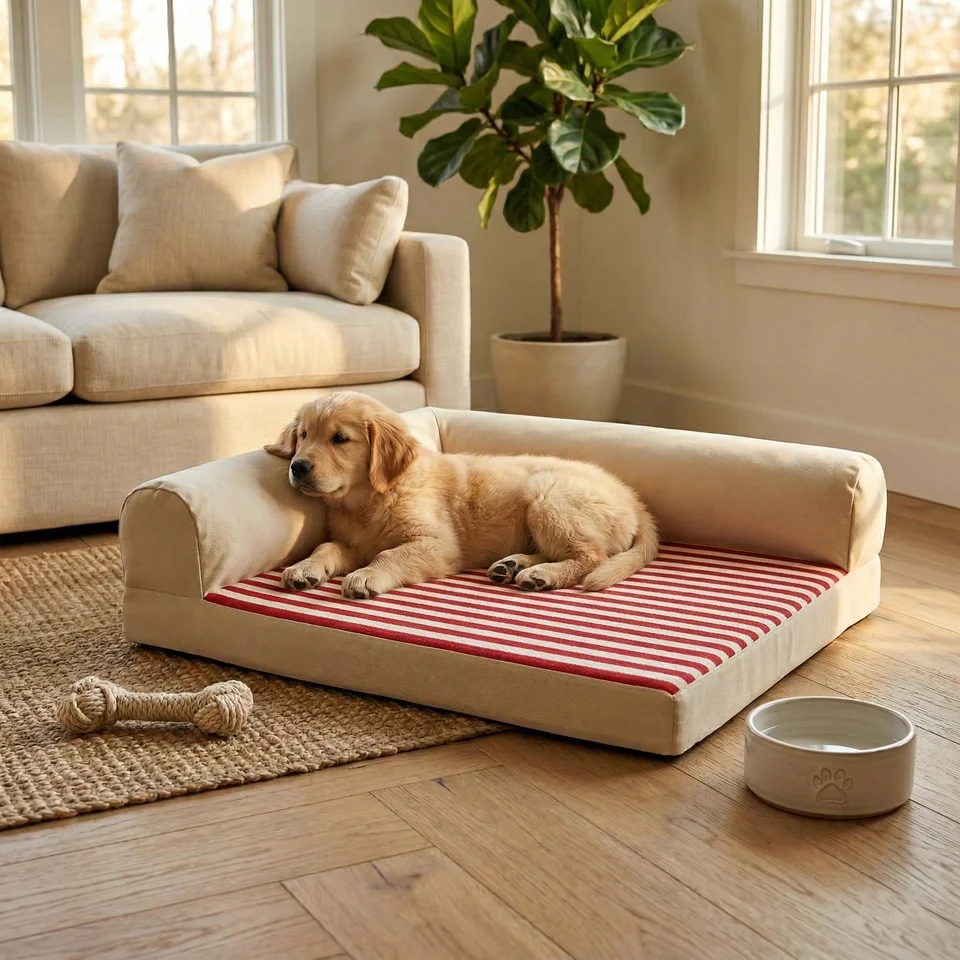 防水・洗える犬用マット【耐噛・通年使用・コットンリネン製】