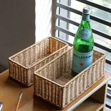 デスク用収納バスケット【ラタン風デザイン・多用途・キッチンやトイレ用】