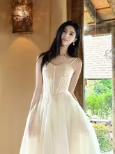 フラワーレースメッシュ切替フィッシュボーンワンピース【女性用・バックタイ・ロングスカート・シックなデザイン】