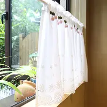 粉色さくらんぼ柄のアメリカンスタイル半カーテン