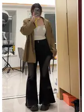 ブラックストレッチブーツカットデニムパンツ【春用・スリムフィット・レディース】
