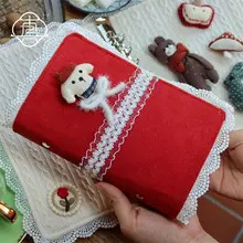童話の午後のティータイム 手作り布カバーのノートブック【レトロデザイン・かわいいスタイル】