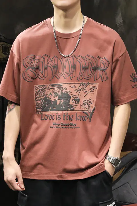アメリカンヘビー半袖 Tシャツ 夏アニメプリント