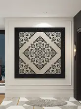 中古風の抽象花柄壁画【高級感あるリビング用・四角形・玄関・レストラン・別荘用】