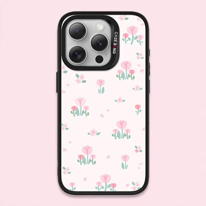CASEBANG×Krystal コラボ 春の花柄 マグネット背面ケース【iPhone 16/15/14/13/Plus/Pro/ProMax/16e対応】