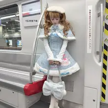 冬の雪の猫デザインのLolitaスタイルジャンパースカート【肩ひも付き】