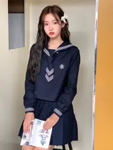 オリジナル JK風長袖学院風制服【無地セーラーシャツ・プリーツスカート・フルセット対応】
