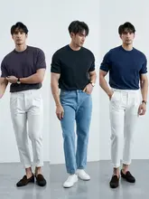 夏用 紳士向け 高級感のあるコットンビジネスカジュアル 半袖Tシャツ【黒・クルーネック・コットンニット】