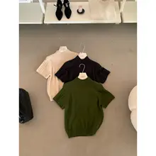 ハイネックニットセーター【半袖・カジュアル・女性用】