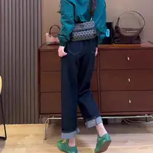 デニムブルーのワイドレッグジーンズ【ハイウエスト・レトロスタイル・梨型体型に最適】