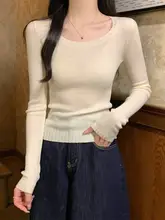 おしゃれなフィット感のあるニットトップス【ラウンドネック・羊毛混・秋冬用】