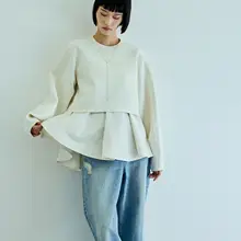 カジュアルなデザイン！長袖の重ね着風スウェットシャツ【春秋用・ルーズフィット・コーディネートしやすい】（セットアップ対応）