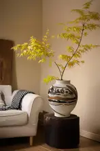 掬涵 陶器フラワーベース【侘寂風・インテリア用・高級感】
