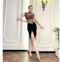 ラテンダンス用 不規則フィッシュテールスカート【高品質・チュニックスタイル・フリンジ付き】