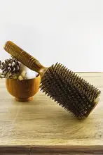 超大号豚毛ラウンドブラシ【ヘアサロン用・ウェーブ・木製】