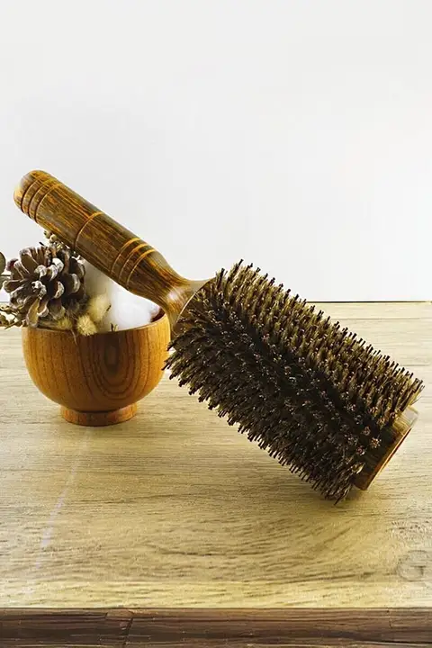 超大号豚毛ラウンドブラシ【ヘアサロン用・ウェーブ・木製】