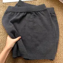 深灰色ニットミディスカート【Aライン・体型カバー・秋冬用】（セットアップ対応）