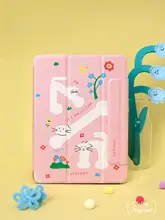 iPadケース iPad Air Pro mini 対応 マグネット式 ピンク 猫柄 春 「Ufology」