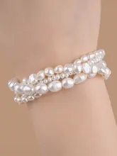 天然淡水バロックパールブレスレット【ヴィンテージデザイン・多層重ね着け・ファッションアイテム】（セットアップ対応）