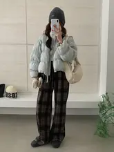 冬用 チェック柄 マイクロフリースパンツ【ストレートレッグ・フィット・レディース】（セットアップ対応）