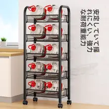 キッチン収納ラック【多段式・移動可能・野菜バスケット付き・家庭用】