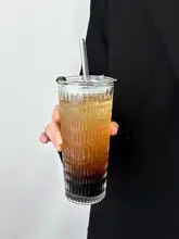 大容量 蓋付きストローカップ【透明・家庭用・オフィス用・コーヒー＆アイスラテ用】