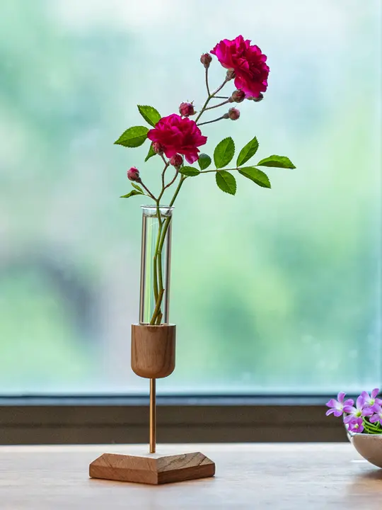 クリエイティブなデザインのガラス試験管花瓶【デスク装飾用・シンプルスタイル】