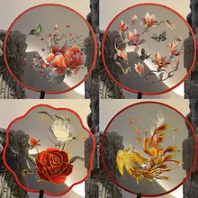 丸型団扇【国風デザイン・刺繍・子供用・舞踊用】