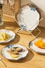 和風陶器製 吐骨皿【釉下彩・直径約6インチ】