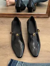 牛革製 アンクルストラップの浅口ハイヒール【ブラック・フラワーリボン・レトロデザイン・太ヒール】