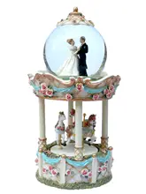 結婚祝いに最適！高級回転メリーゴーランド音楽ボックス【クリスタルボール・ギフト用】