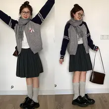レトロ高腰プリーツスカート【秋冬用・Aライ  ン・女性用・セミフレア】