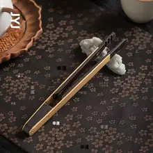 紫光檀製 おしゃれな茶道用茶夹【実木・滑り止め・熱さ防止】